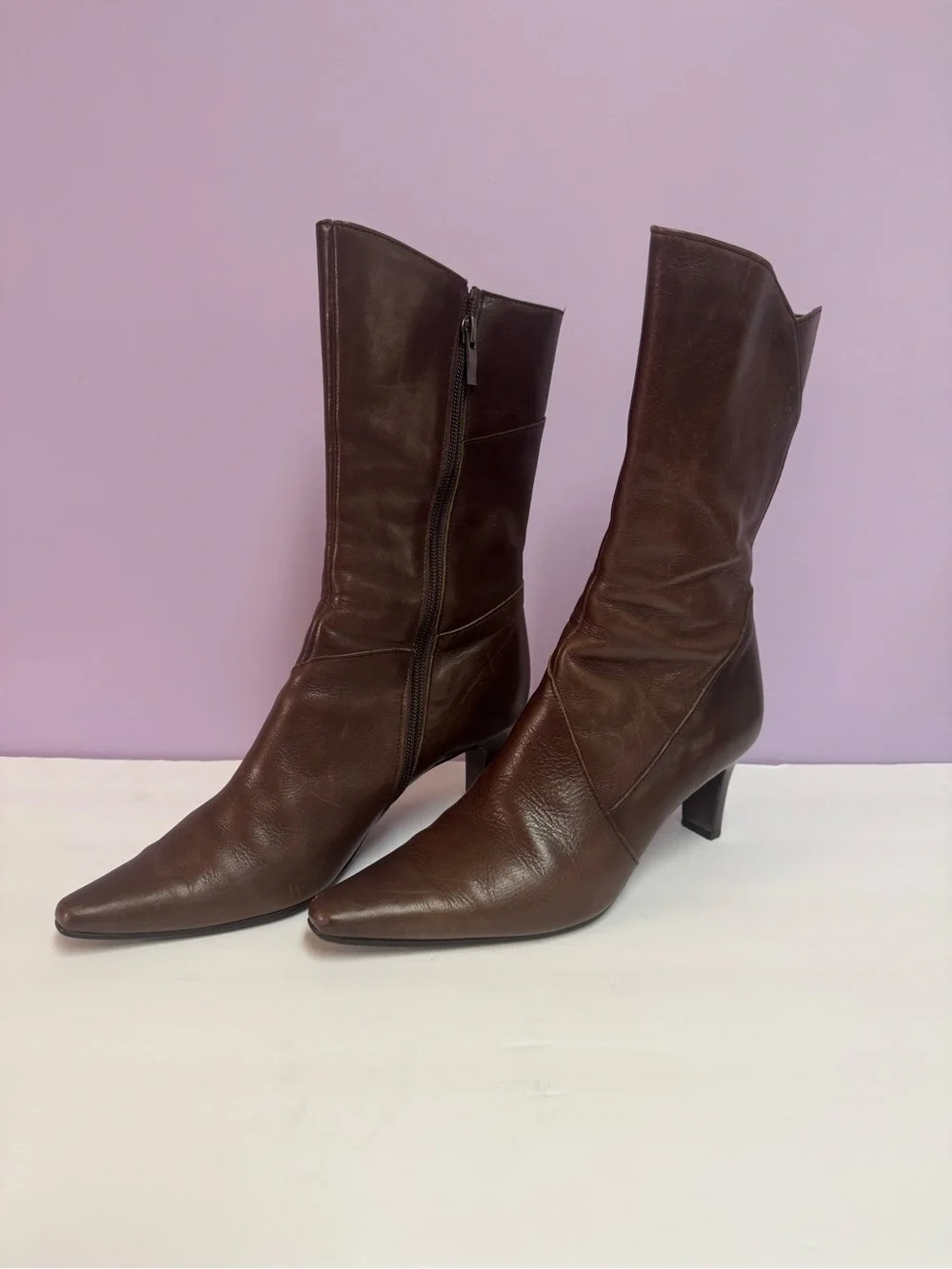 Sophia Collection Brown Leather Heeled Boots 7